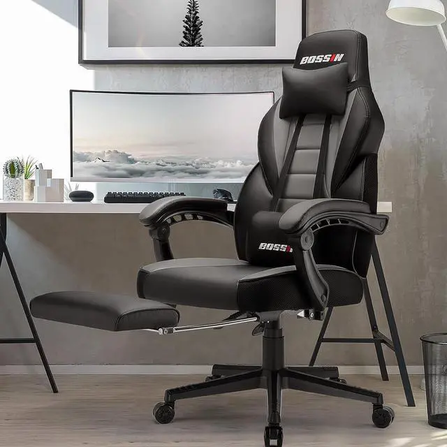 Alt view image 6 of 7 - VITESSE Gaming Chair with Massage, Ergonomic Heavy Duty Design with Footrest and Lumbar Support, Big and Tall Gaming Chair, Large Size Cushion High Back Computer Chair