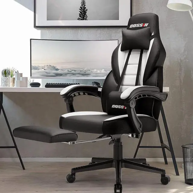 Alt view image 6 of 7 - VITESSE Big and Tall Gaming Chair with Footrest and Massage, 400lb Weight Capacity, Ergonomic Heavy Duty Chair with Large Size Seat and High Back