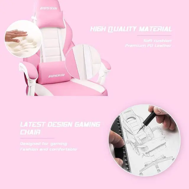 Alt view image 2 of 7 - VITESSE Big and Tall Gaming Chair with Footrest and Massage, 400lb Weight Capacity, Ergonomic Heavy Duty with Large Size Seat and High Back