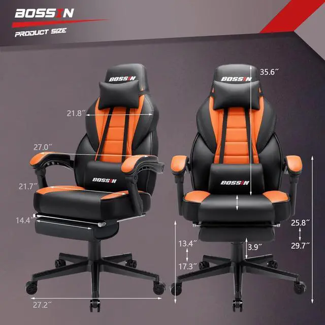 Alt view image 7 of 7 - VITESSE Big and Tall Gaming Chair with Footrest and Massage, 400lb Weight Capacity, Ergonomic Heavy Duty Chair with Large Size Seat and High Back