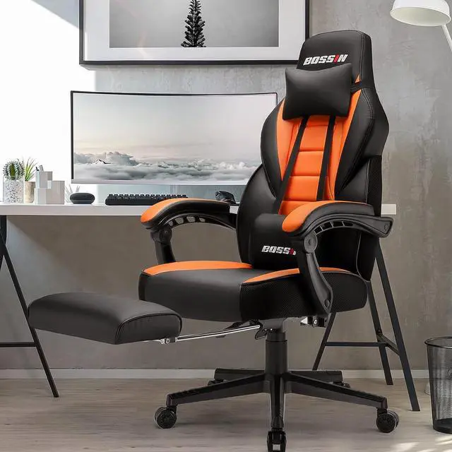 Alt view image 6 of 7 - VITESSE Big and Tall Gaming Chair with Footrest and Massage, 400lb Weight Capacity, Ergonomic Heavy Duty Chair with Large Size Seat and High Back