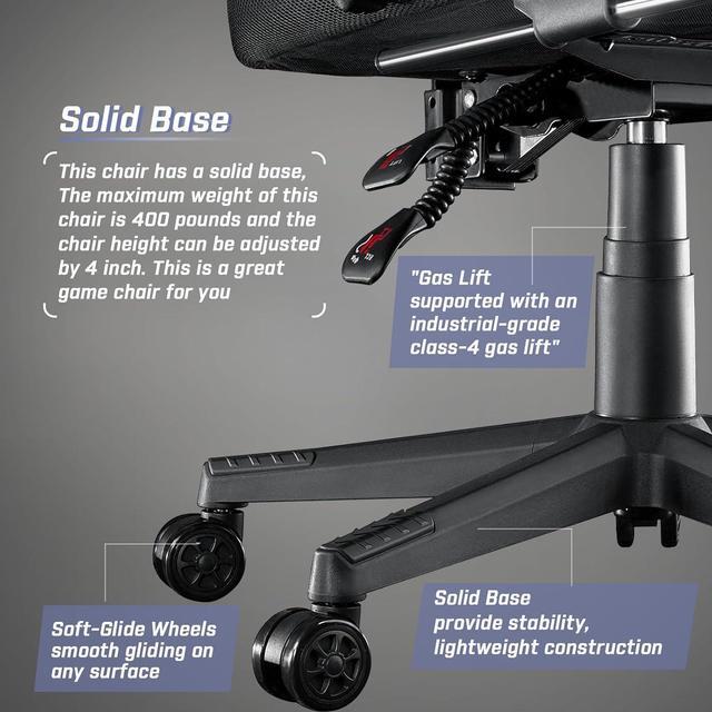 Alt view image 3 of 7 - VITESSE Gaming Chairs for Adults,Ergonomic Video Game Chairs with footrest,Big and Tall Gaming Chair 400lb Weight Capacity, Racing Style Computer Gamer Chair with Headrest and Lumbar Support