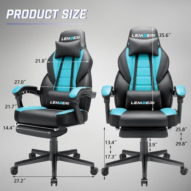 Alt view image 7 of 7 - VITESSE Gaming Chairs for Adults,Ergonomic Video Game Chairs with footrest,Big and Tall Gaming Chair 400lb Weight Capacity, Racing Style Computer Gamer Chair with Headrest and Lumbar Support