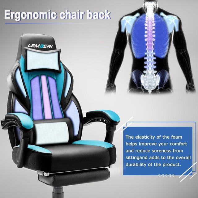 Alt view image 2 of 7 - VITESSE Gaming Chairs for Adults,Ergonomic Video Game Chairs with footrest,Big and Tall Gaming Chair 400lb Weight Capacity, Racing Style Computer Gamer Chair with Headrest and Lumbar Support