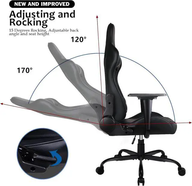 Alt view image 5 of 7 - VITESSE Ergonomic Gaming Chair for Adults, 330 lbs PC & Office Chair, Racing Style with Lumbar Support & Headrest