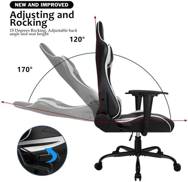 Alt view image 5 of 7 - VITESSE Ergonomic Gaming Gamer Chair for Adults, 330 lbs PC Computer Chair, Racing Gaming Office Chair, Silla Gamer Height Adjustable Swivel Chair with Lumbar Support and Headrest