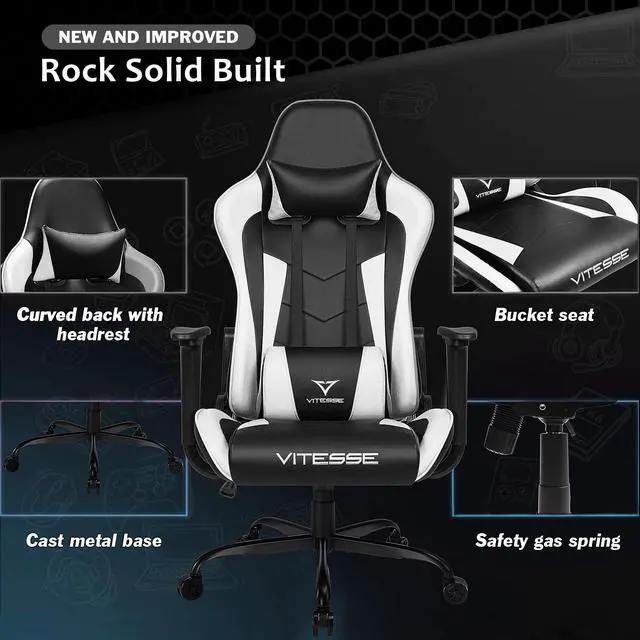 Alt view image 4 of 7 - VITESSE Ergonomic Gaming Gamer Chair for Adults, 330 lbs PC Computer Chair, Racing Gaming Office Chair, Silla Gamer Height Adjustable Swivel Chair with Lumbar Support and Headrest