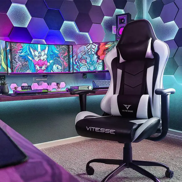 Alt view image 6 of 7 - VITESSE Ergonomic Gaming Gamer Chair for Adults, 330 lbs PC Computer Chair, Racing Gaming Office Chair, Silla Gamer Height Adjustable Swivel Chair with Lumbar Support and Headrest