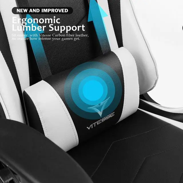 Alt view image 3 of 7 - VITESSE Ergonomic Gaming Gamer Chair for Adults, 330 lbs PC Computer Chair, Racing Gaming Office Chair, Silla Gamer Height Adjustable Swivel Chair with Lumbar Support and Headrest