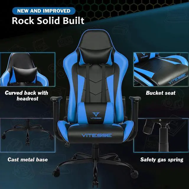 Alt view image 2 of 7 - VITESSE Ergonomic Gaming Chair for Adults, 300 lbs PC Computer Gaming Office Chair with Lumbar Support and Headrest