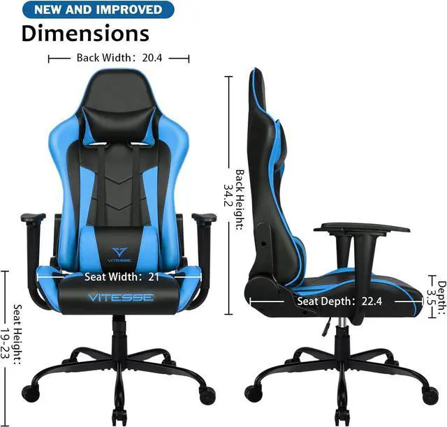 Alt view image 7 of 7 - VITESSE Ergonomic Gaming Chair for Adults, 300 lbs PC Computer Gaming Office Chair with Lumbar Support and Headrest