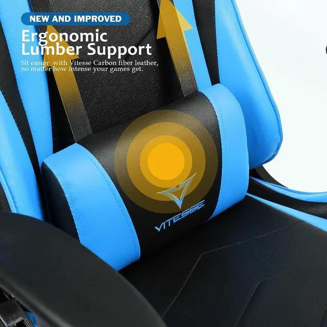 Alt view image 4 of 7 - VITESSE Ergonomic Gaming Chair for Adults, 300 lbs PC Computer Gaming Office Chair with Lumbar Support and Headrest