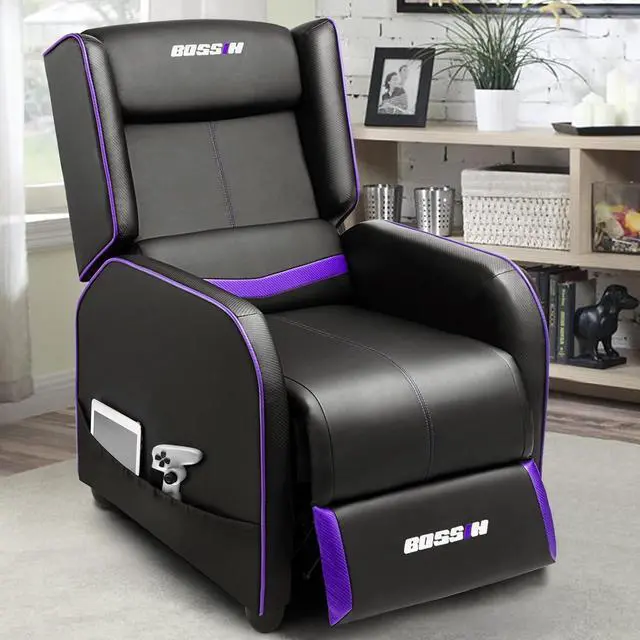 Main image of VITESSE Gaming Recliner Chair for Adults 400lbs Racing Style Sofa Big and Tall PU Leather Recliner Seating, Modern Ergonomic Lounge Comfortable Home Movie Theater for Living Room(Purple)