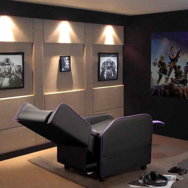 Alt view image 4 of 6 - VITESSE Gaming Recliner Chair for Adults 400lbs Racing Style Sofa Big and Tall PU Leather Recliner Seating, Modern Ergonomic Lounge Comfortable Home Movie Theater for Living Room(Purple)