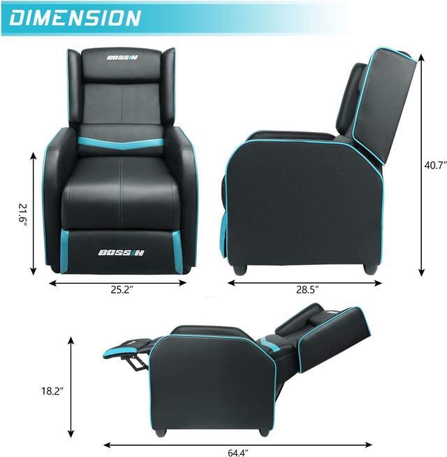 Alt view image 6 of 6 - VITESSE Gaming Recliner Chair for Adults 400lbs Racing Style Sofa Big and Tall PU Leather Recliner Seating, Modern Ergonomic Lounge Comfortable Home Movie Theater for Living Room(Cyan)