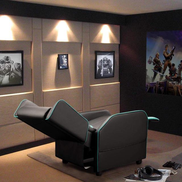 Alt view image 4 of 6 - VITESSE Gaming Recliner Chair for Adults 400lbs Racing Style Sofa Big and Tall PU Leather Recliner Seating, Modern Ergonomic Lounge Comfortable Home Movie Theater for Living Room(Cyan)