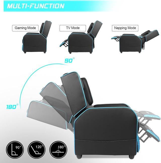 Alt view image 3 of 6 - VITESSE Gaming Recliner Chair for Adults 400lbs Racing Style Sofa Big and Tall PU Leather Recliner Seating, Modern Ergonomic Lounge Comfortable Home Movie Theater for Living Room(Cyan)