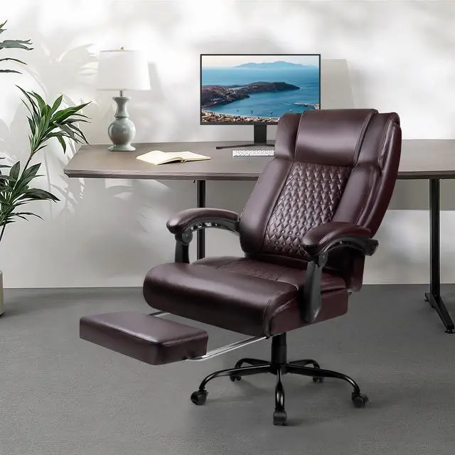 Alt view image 5 of 7 - VITESSE Office Chair,Executive Heavy Duty Office Chair with Foot Rest Ergonomic High Back Computer Gaming Chairs Home Office 400lbs,Big and Tall with Lumbar Support (BRW)
