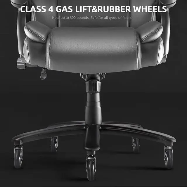 Alt view image 4 of 7 - VITESSE 500lbs Heavy Duty Office Chair for Low Back Pain Relief, Big and Tall Gaming Chair with Ergonomic Lumbar Support, High Back Executive Chair with Quiet Rubber Wheel(Grey)