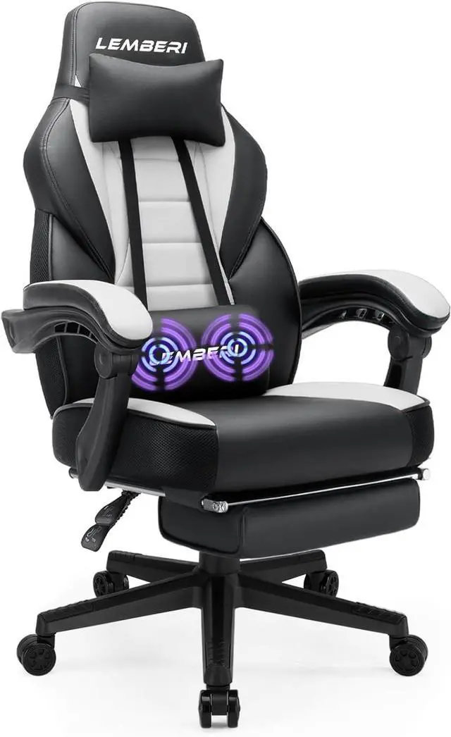 Main image of Vitesse Video Game Chairs with footrest,Gamer Chair for Adults,Big and Tall Chair, 400lb Capacity,Gaming Chairs for Teens,Racing Style Computer Chair with Headrest and Lumbar Support White