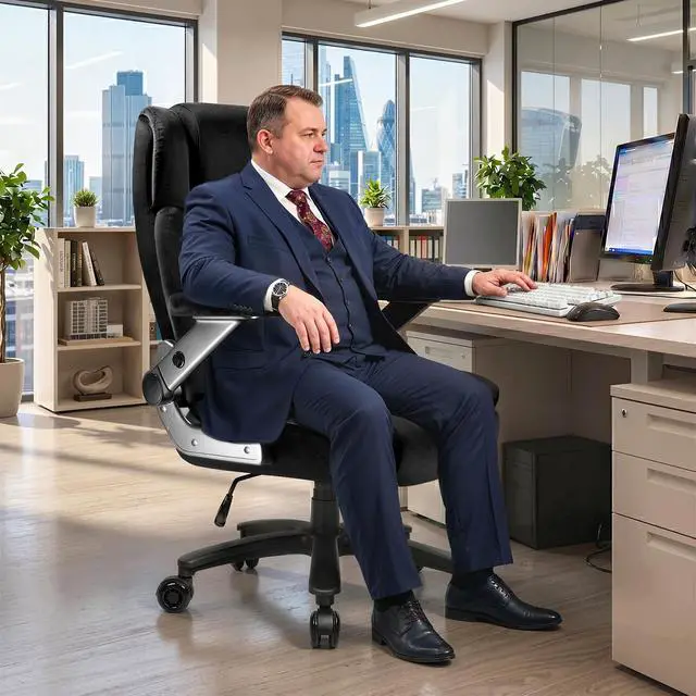 Alt view image 7 of 7 - Vitesse Big and Tall Office Chair 600lbs with 5D Flip Arms, Heavy Duty Executive Office Chairs, Ergonomic Desk Chair with Adjustable Lumbar Support & Rubber Wheels, Velvet Fabric, Black