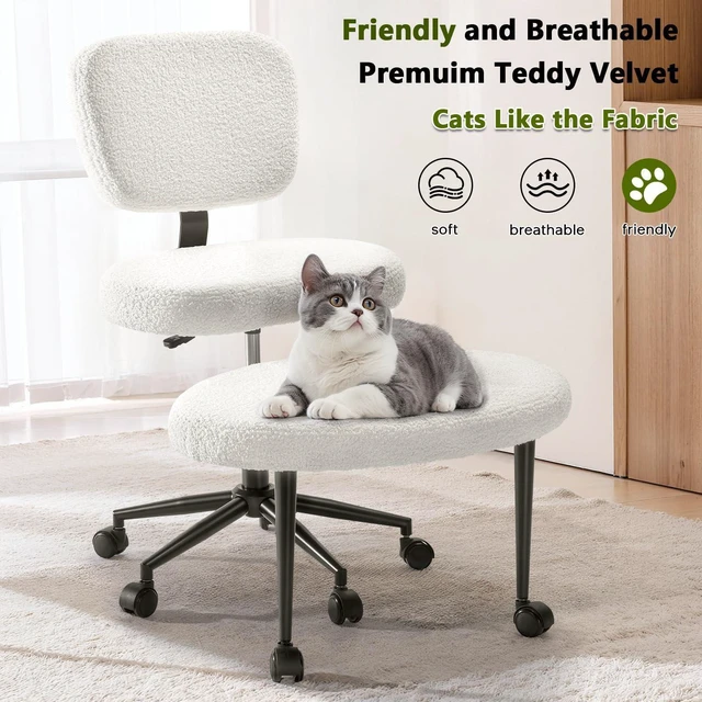 Alt view image 6 of 7 - Vitesse Ergonomic Cross Legged Office Chair With Wheels, Meditation Chair, Yoga Office Chair, Yoga Kneeling Chairs With Comfortable Back Support, Height Adjustable, Teddy Fabric