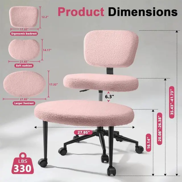 Alt view image 2 of 7 - Vitesse Ergonomic Cross Legged Office Chair With Wheels, ADHD Chair For Adults, Meditation Chair, Yoga Office Chair, Yoga Kneeling Chairs With Comfortable Back Support, Height Adjustable, Teddy Fabric
