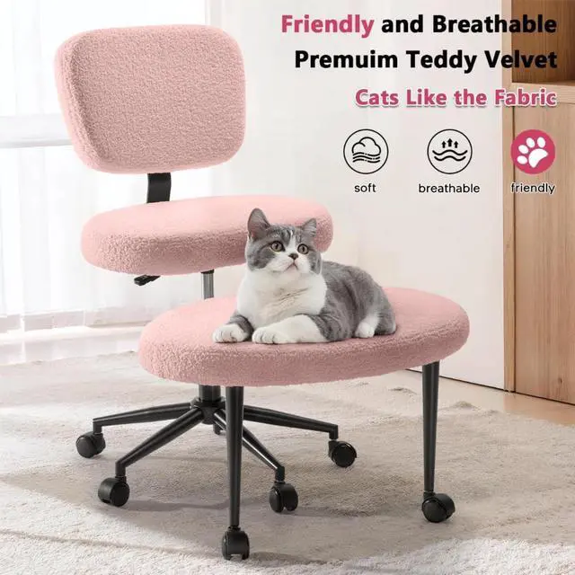 Alt view image 6 of 7 - Vitesse Ergonomic Cross Legged Office Chair With Wheels, ADHD Chair For Adults, Meditation Chair, Yoga Office Chair, Yoga Kneeling Chairs With Comfortable Back Support, Height Adjustable, Teddy Fabric