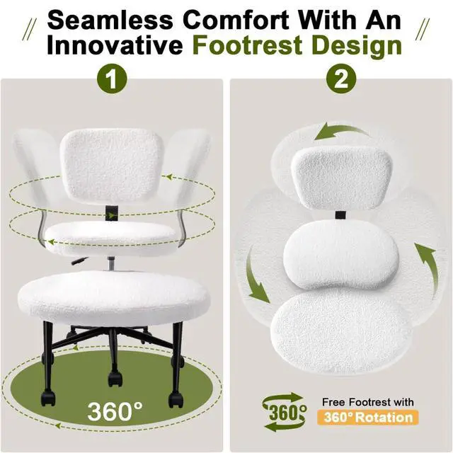 Alt view image 6 of 7 - Vitesse Ergonomic Cross Legged Office Chair With Wheels, ADHD Chair For Adults, Meditation Chair, Yoga Office Chair, Kneeling Chairs With Comfortable Back Support, Height Adjustable, Teddy Fabric