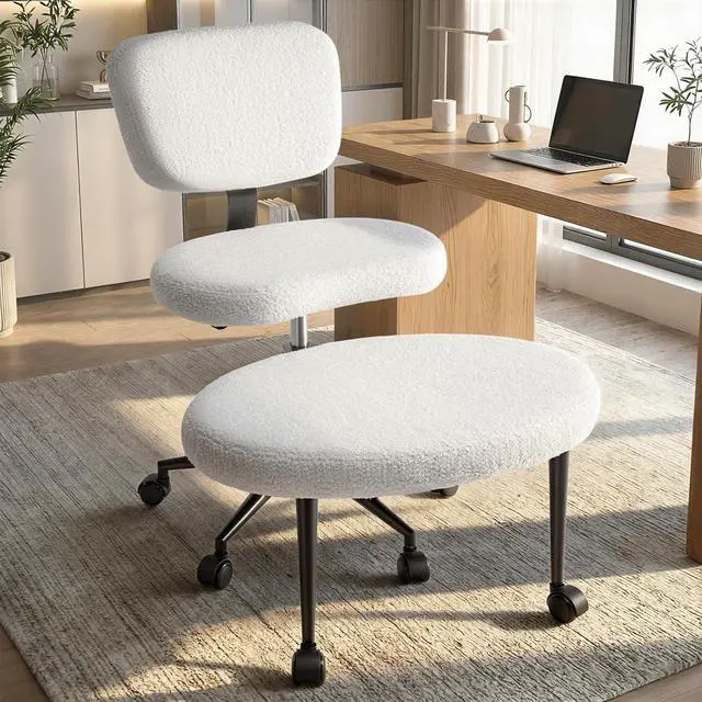 Alt view image 7 of 7 - Vitesse Ergonomic Cross Legged Office Chair With Wheels, ADHD Chair For Adults, Meditation Chair, Yoga Office Chair, Kneeling Chairs With Comfortable Back Support, Height Adjustable, Teddy Fabric