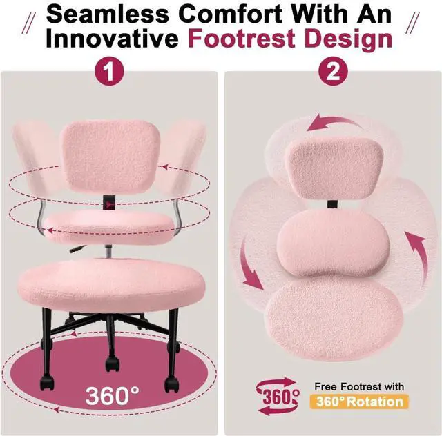 Alt view image 6 of 7 - Vitesse Ergonomic Cross Legged Office Chair With Wheels, ADHD Chair For Adults, Meditation Chair, Yoga Office Chair, Kneeling Chairs With Comfortable Back Support, Height Adjustable, Teddy Fabric