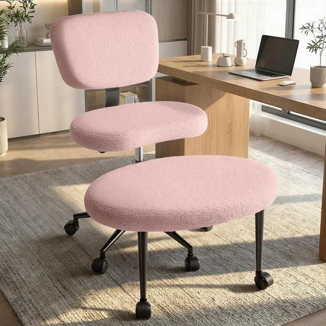 Alt view image 7 of 7 - Vitesse Ergonomic Cross Legged Office Chair With Wheels, ADHD Chair For Adults, Meditation Chair, Yoga Office Chair, Kneeling Chairs With Comfortable Back Support, Height Adjustable, Teddy Fabric