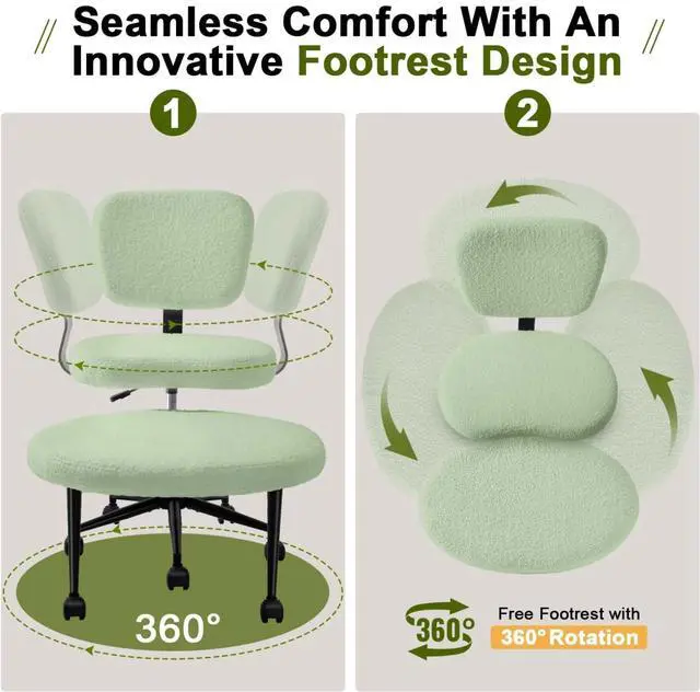 Alt view image 6 of 7 - Vitesse Ergonomic Cross Legged Office Chair With Wheels, ADHD Chair For Adults, Meditation Chair, Yoga Office Chair, Kneeling Chairs With Comfortable Back Support, Height Adjustable, Teddy Fabric