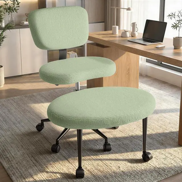 Alt view image 7 of 7 - Vitesse Ergonomic Cross Legged Office Chair With Wheels, ADHD Chair For Adults, Meditation Chair, Yoga Office Chair, Kneeling Chairs With Comfortable Back Support, Height Adjustable, Teddy Fabric