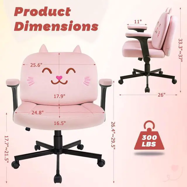 Alt view image 2 of 7 - Vitesse Cat Design Criss Cross Chair with Flip-Up Arms and and Thick Cushion, Ergonomic Wide Seat Desk Chair with Velvet Fabric, Height Adjustable Criss Cross Chairs for Home Office,, Bedroom, Vanity