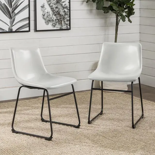 Main image of Vitesse 18 inch Bar Stools Set of 2, Modern Counter Height Bar Stools, Faux Leather Barstool with Back and Metal Leg, Armless Dining Chairs for Kitchen Island Pub Living Room Counter Stool White
