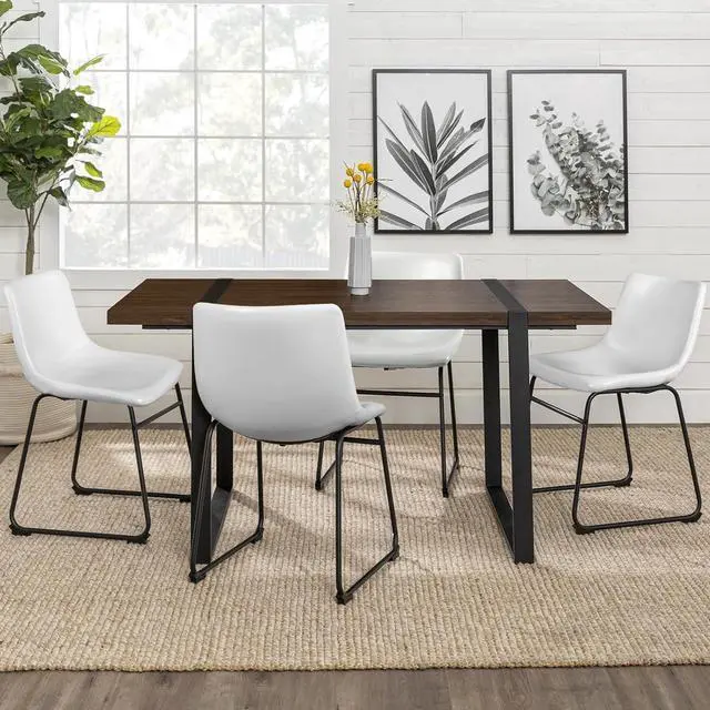 Alt view image 6 of 7 - Vitesse 18 inch Bar Stools Set of 2, Modern Counter Height Bar Stools, Faux Leather Barstool with Back and Metal Leg, Armless Dining Chairs for Kitchen Island Pub Living Room Counter Stool White