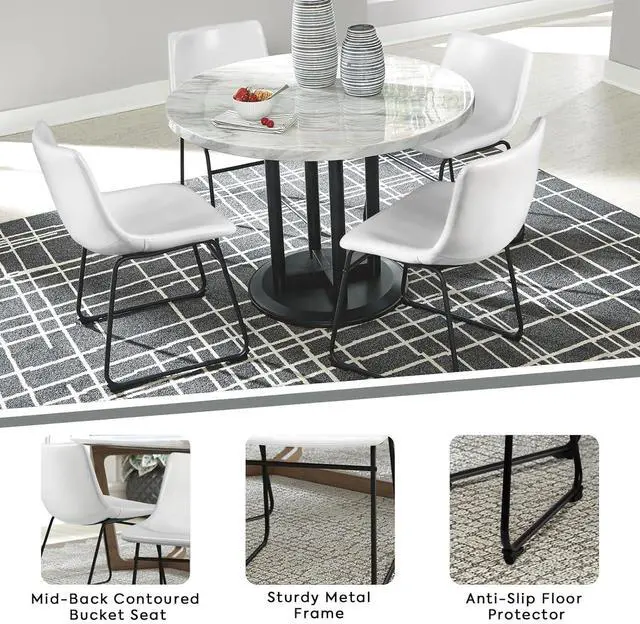 Alt view image 5 of 7 - Vitesse 18 inch Bar Stools Set of 2, Modern Counter Height Bar Stools, Faux Leather Barstool with Back and Metal Leg, Armless Dining Chairs for Kitchen Island Pub Living Room Counter Stool White