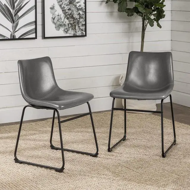Main image of Vitesse 18 inch Bar Stools Set of 2, Modern Counter Height Bar Stools, Faux Leather Barstool with Back and Metal Leg, Armless Dining Chairs for Kitchen Island Pub Living Room Counter Stool Grey
