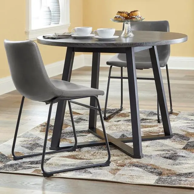 Alt view image 3 of 7 - Vitesse 18 inch Bar Stools Set of 2, Modern Counter Height Bar Stools, Faux Leather Barstool with Back and Metal Leg, Armless Dining Chairs for Kitchen Island Pub Living Room Counter Stool Grey