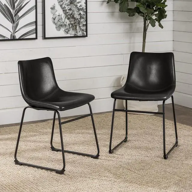Main image of Vitesse 18 inch Bar Stools Set of 2, Modern Counter Height Bar Stools, Faux Leather Barstool with Back and Metal Leg, Armless Dining Chairs for Kitchen Island Pub Living Room Counter Stool Black