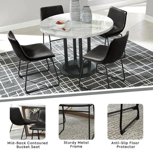 Alt view image 5 of 7 - Vitesse 18 inch Bar Stools Set of 2, Modern Counter Height Bar Stools, Faux Leather Barstool with Back and Metal Leg, Armless Dining Chairs for Kitchen Island Pub Living Room Counter Stool Black