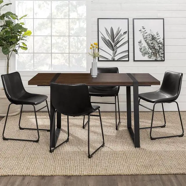 Alt view image 6 of 7 - Vitesse 18 inch Bar Stools Set of 2, Modern Counter Height Bar Stools, Faux Leather Barstool with Back and Metal Leg, Armless Dining Chairs for Kitchen Island Pub Living Room Counter Stool Black
