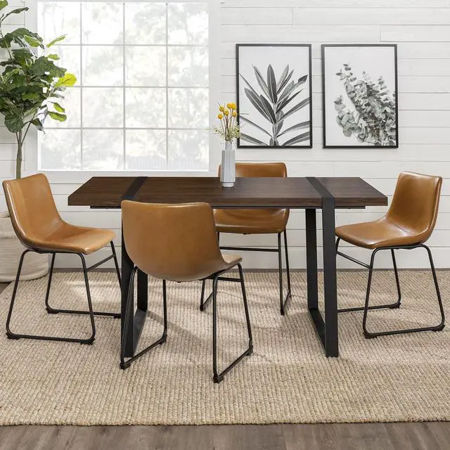 Alt view image 6 of 7 - Vitesse 18 inch Bar Stools Set of 2, Modern Counter Height Bar Stools, Faux Leather Barstool with Back and Metal Leg, Armless Dining Chairs for Kitchen Island Pub Living Room Counter Stool Whisky