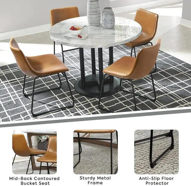 Alt view image 5 of 7 - Vitesse 18 inch Bar Stools Set of 2, Modern Counter Height Bar Stools, Faux Leather Barstool with Back and Metal Leg, Armless Dining Chairs for Kitchen Island Pub Living Room Counter Stool Whisky