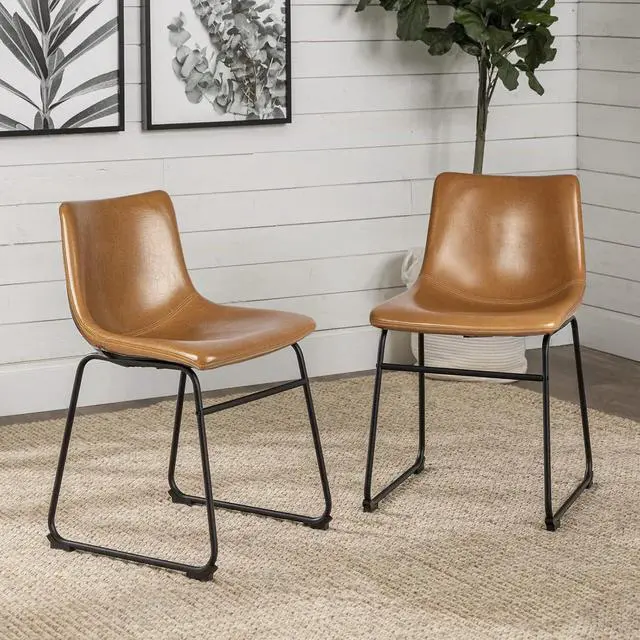 Main image of Vitesse 18 inch Bar Stools Set of 2, Modern Counter Height Bar Stools, Faux Leather Barstool with Back and Metal Leg, Armless Dining Chairs for Kitchen Island Pub Living Room Counter Stool Whisky