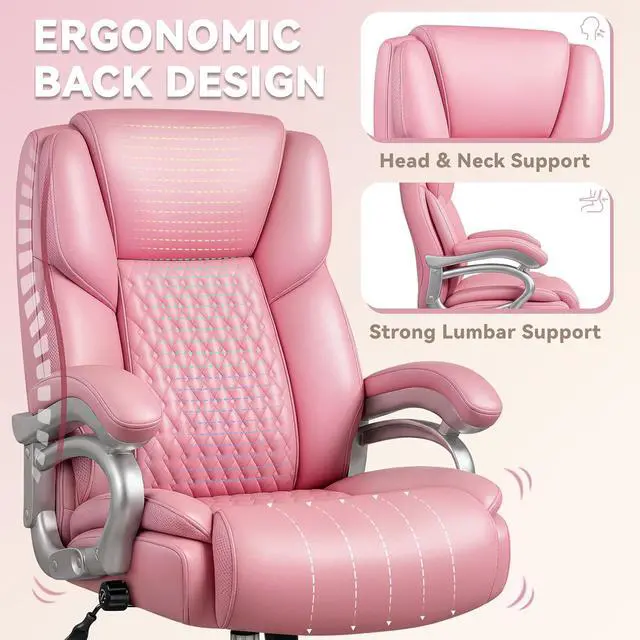 Alt view image 6 of 7 - Vitesse Heavy Duty Big and Tall Office Chair,500LBS Capacity Office Chair for Heavy People,High Back PU Leather Executive Desk Chair with Wide Seat,Computer Gaming Chair with Adjustable Lumbar Support