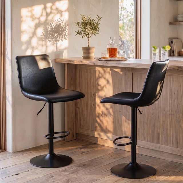 Main image of Vitesse Adjustable Swivel Bar Stools Set of 2,Counter Height Bar Stools with Back,350 LBS PU Leather Bar Stool for Kitchen Island,Upholstered Pub Stools with Footrest,Armless Dining Chairs for Bar