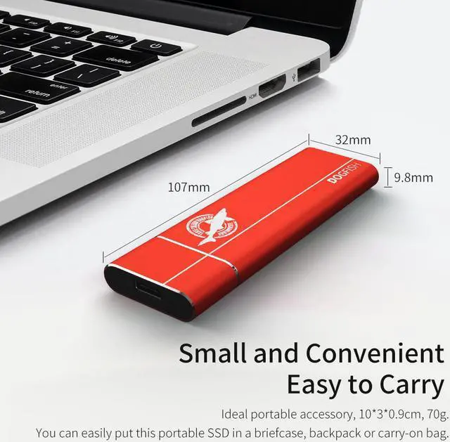 Alt view image 2 of 7 - Dogfish Portable External SSD 256GB Ngff 2242/2260/2280 Red Aluminum USB 3.1 Type C Ultra-Light External SSD Mini Portable Solid State Drive for Mac Windows Android Linux