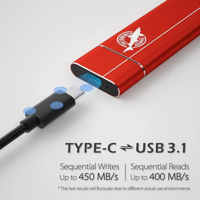 Alt view image 3 of 7 - Dogfish Portable External SSD 256GB Ngff 2242/2260/2280 Red Aluminum USB 3.1 Type C Ultra-Light External SSD Mini Portable Solid State Drive for Mac Windows Android Linux